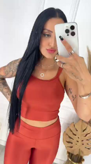 Conjunto Roupa de Academia Fitness Calça Legging e Top com Bojo Removível