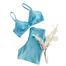 Conjunto fitness academia micro canelado shine top franzido com bojo removível + short compressão 28