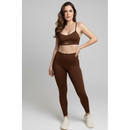 Conjunto fitness academia em poliamida meia lua top com bojo removível + calça legging compressão UV50+