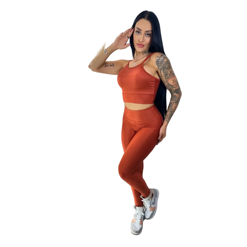 CONJUNTO FITNESS: CALÇA LEGGING + TOP ZERO TRANSPARENCIA SUPLEX POWER CINTURA ALTA, BOJO REMOVIVEL.