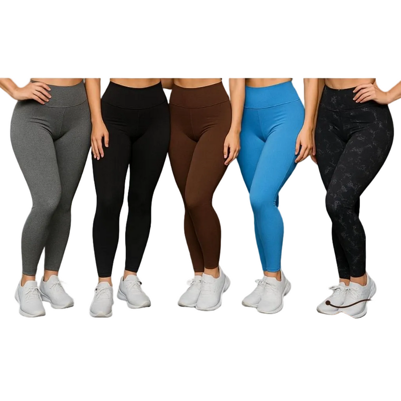 Kit 5 Legging Supplex Taidai Fitness ou Unitário Zero Transparência Cós Alto Linha Premium