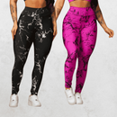 Kit 2 Calças Legging Feminina Marmorizada Tie-Dye Cintura Alta Fitness