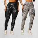Kit 2 Calças Legging Feminina Marmorizada Tie-Dye Cintura Alta Fitness