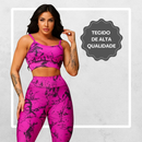 Kit 2 Calças Legging Feminina Marmorizada Tie-Dye Cintura Alta Fitness Para Treino Academia Yoga
