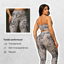 Kit 2 Calças Legging Feminina Marmorizada Tie-Dye Cintura Alta Fitness Para Treino Academia Yoga