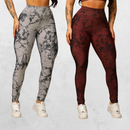 Kit 2 Calças Legging Feminina Marmorizada Tie-Dye Cintura Alta Fitness