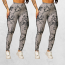 Kit 2 Calças Legging Feminina Marmorizada Tie-Dye Cintura Alta Fitness