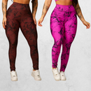 Kit 2 Calças Legging Feminina Marmorizada Tie-Dye Cintura Alta Fitness