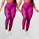 Kit 2 Calças Legging Feminina Marmorizada Tie-Dye Cintura Alta Fitness
