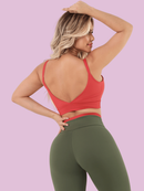 Conjunto Fitness Feminino Top Reagata e Calça Legging Poliamida Cintura Alta Modelador
