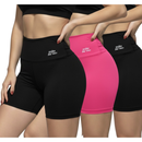 kit c/3 shorts de Poliamida 0 transparência, conforto, treino, yoga, corrida, atividade física.