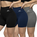 kit c/3 shorts de Poliamida 0 transparência, conforto, treino, yoga, corrida, atividade física.